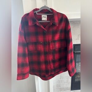 Zara plaid wool blend Shacket|size XL